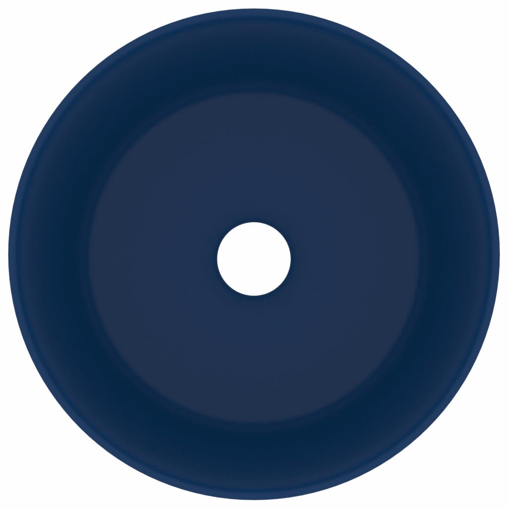 Luxury Wash Basin Round Matt Dark Blue 40x15 cm Ceramic